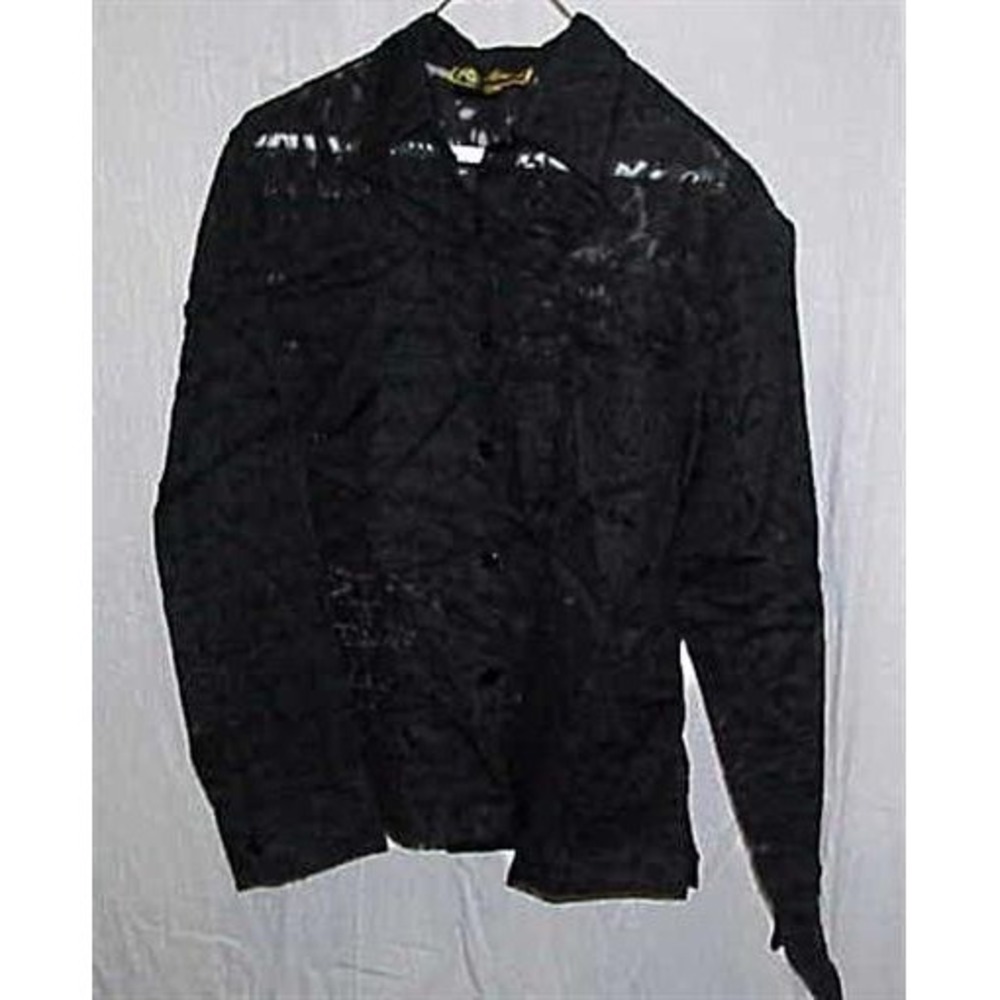 NWOT Mirasol Linen Sheer Long Sleeve Black Button Up Shirt 121752 - Picture 3 of 8